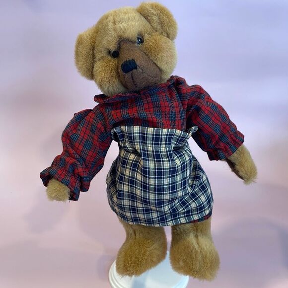 HEARTFELT COLLECTIBLE 1997 10" JOINTED TEDDY BEAR by SHELLY BEARS & CO. In Plaid - Picture 1 of 9